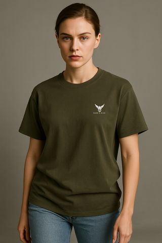 Dark Green Round Neck Oversized Comfy T-shirt - For Women