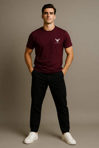 Burgundy Blaze Round Neck T-shirt - For Men