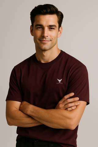 Burgundy Blaze Round Neck T-shirt - For Men