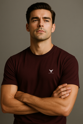 Burgundy Blaze Round Neck T-shirt - For Men