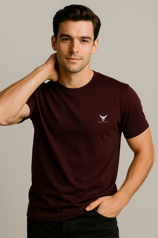 Burgundy Blaze Round Neck T-shirt - For Men