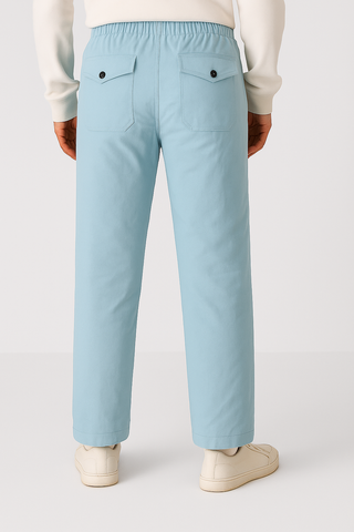 Aqua light Blue Franklin premium cotton Trouser - For Men
