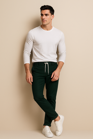 Dark Green Franklin premium cotton Trouser - For Men