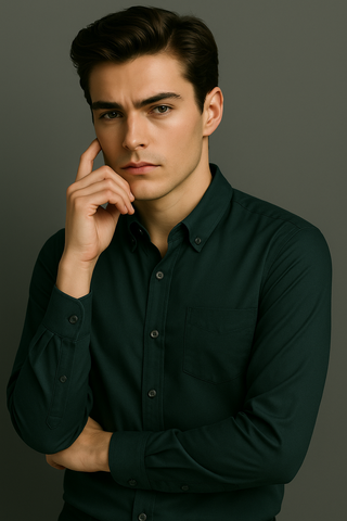 Teal Grey Stitchless Shirt - For Men - Seamless perfection
