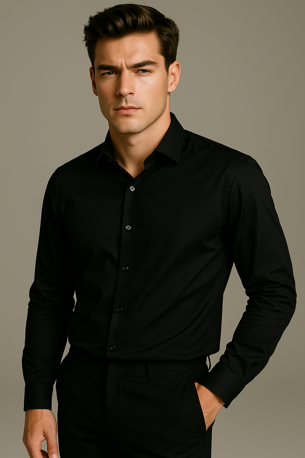 Black Stitchless Shirt - For Men - Seamless perfection