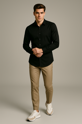 Black Stitchless Shirt - For Men - Seamless perfection