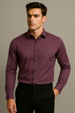 Wine Plum Stitchless Shirt - For Men - Seamless perfection
