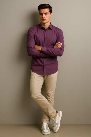 Wine Plum Stitchless Shirt - For Men - Seamless perfection