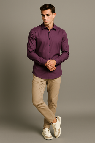 Wine Plum Stitchless Shirt - For Men - Seamless perfection