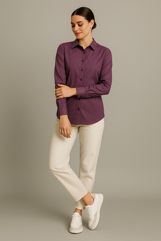 Wine Plum Stitchless Shirt - For Women - Seamless perfection