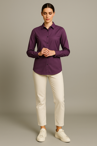 Wine Plum Stitchless Shirt - For Women - Seamless perfection