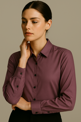 Wine Plum Stitchless Shirt - For Women - Seamless perfection