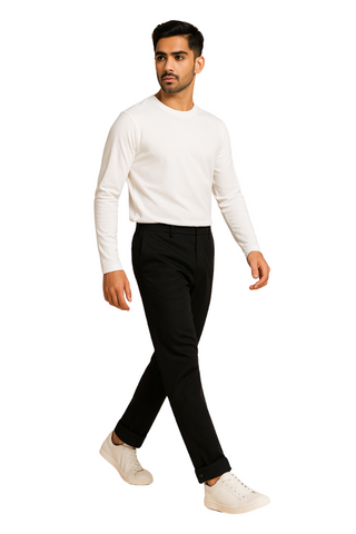 Black Corduroy Cargo Pants - For Men - Convertible Ankle, Loopy Bottom