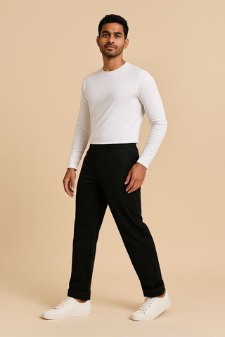 Black Corduroy Cargo Pants - For Men - Convertible Ankle, Loopy Bottom