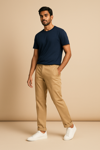 Skin Beige Corduroy Cargo Pants - For Men - Convertible Ankle, Loopy Bottom
