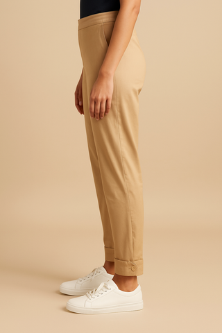Skin Beige Corduroy Cargo Pants - For Men - Convertible Ankle, Loopy Bottom