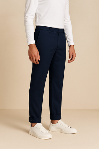 Blue Corduroy Cargo Pants - For Men - Convertible Ankle, Loopy Bottom