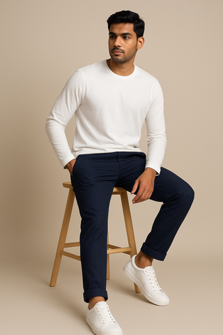 Blue Corduroy Cargo Pants - For Men - Convertible Ankle, Loopy Bottom
