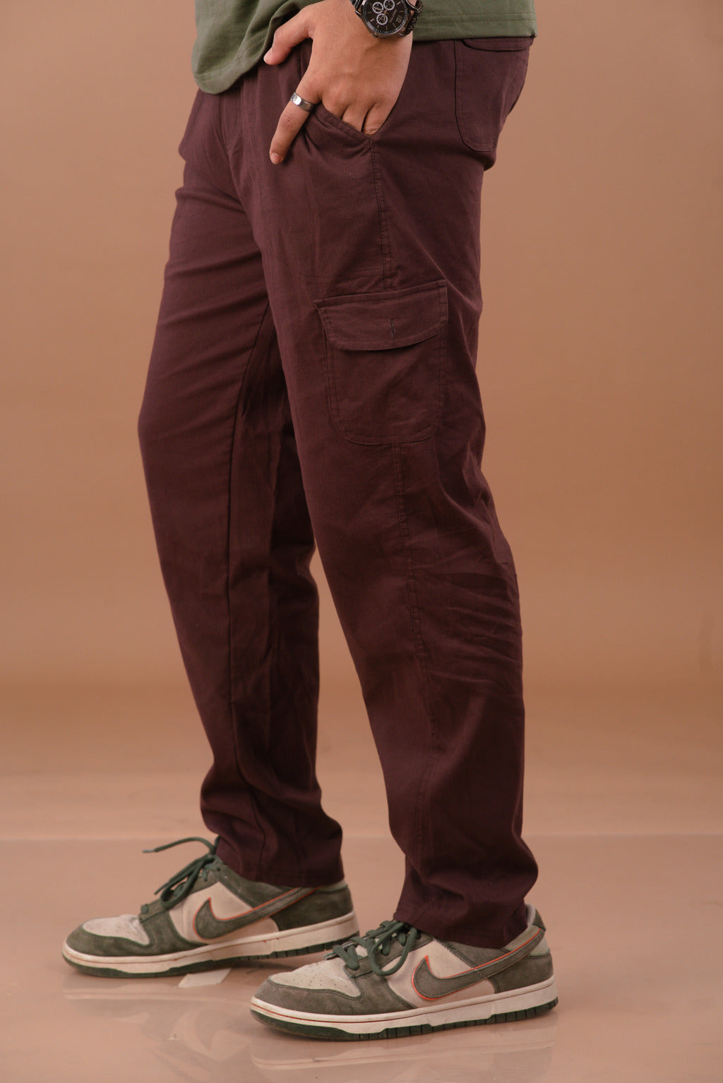 Dark Espresso brown Men’s Premium Micro-Corduroy Lifestyle Cargos – Dare & Rise