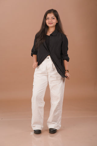 Pitch Black Women’s Sheer Checked Cotton-Mix Shirt – Dare & Rise