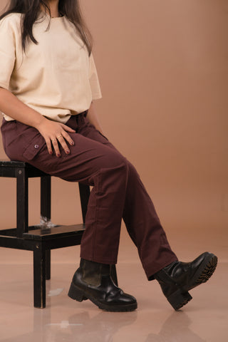 Dark Espresso brown Women’s Premium Micro-Corduroy Lifestyle Cargos – Dare & Rise