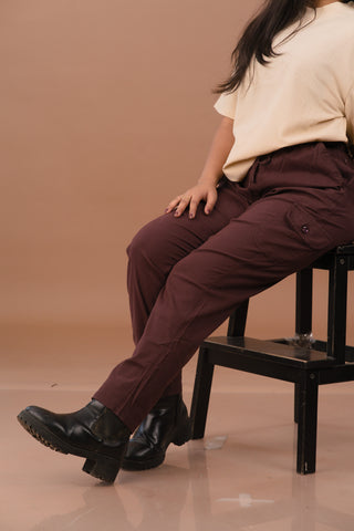 Dark Espresso brown Women’s Premium Micro-Corduroy Lifestyle Cargos – Dare & Rise