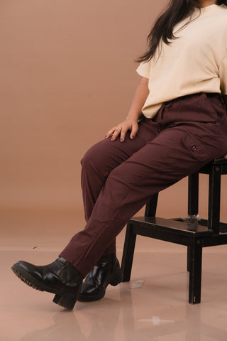 Dark Espresso brown Women’s Premium Micro-Corduroy Lifestyle Cargos – Dare & Rise