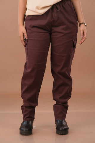 Dark Espresso brown Women’s Premium Micro-Corduroy Lifestyle Cargos – Dare & Rise