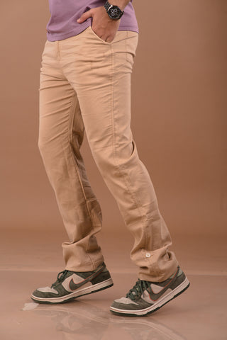 Golden Sand beige Men’s Premium Micro-Corduroy Lifestyle Trousers – Dare & Rise looped hem