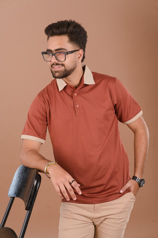 Rust Ember Men’s Premium Polo – Dare & Rise