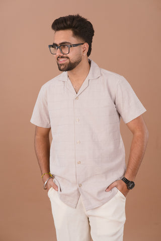 Dove Grey Waffle Men’s 100% Organic Cotton Textured Shirt – Dare & Rise