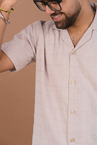 Dove Grey Waffle Men’s 100% Organic Cotton Textured Shirt – Dare & Rise