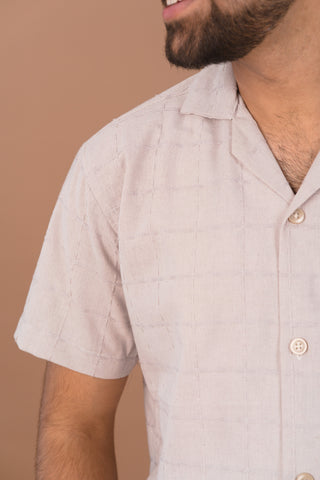 Dove Grey Waffle Men’s 100% Organic Cotton Textured Shirt – Dare & Rise