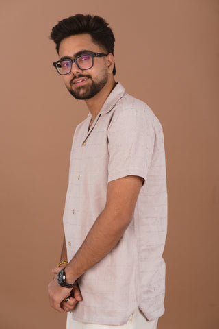 Dove Grey Waffle Men’s 100% Organic Cotton Textured Shirt – Dare & Rise