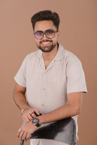 Dove Grey Waffle Men’s 100% Organic Cotton Textured Shirt – Dare & Rise