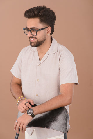 Dove Grey Waffle Men’s 100% Organic Cotton Textured Shirt – Dare & Rise