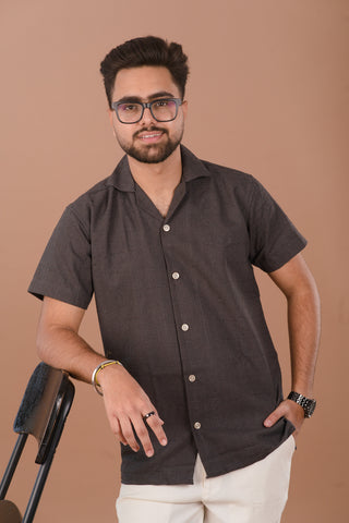 Charcoal Grid Men’s 100% Organic Cotton Self-Textured Shirt – Dare & Rise