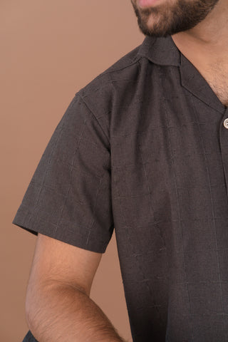 Charcoal Grid Men’s 100% Organic Cotton Self-Textured Shirt – Dare & Rise