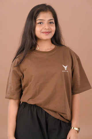 Chocolate Cocoa brown Women’s Oversized Premium 240 GSM T-Shirt – Dare & Rise