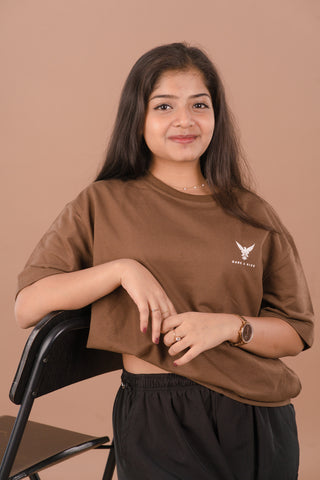 Chocolate Cocoa brown Women’s Oversized Premium 240 GSM T-Shirt – Dare & Rise