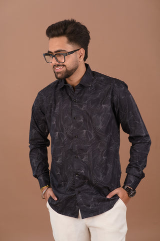 Shadow Black Men’s Smart Tech Printed Shirt – Dare & Rise