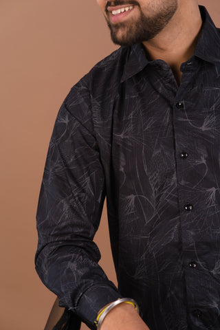 Shadow Black Men’s Smart Tech Printed Shirt – Dare & Rise