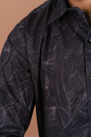 Shadow Black Men’s Smart Tech Printed Shirt – Dare & Rise