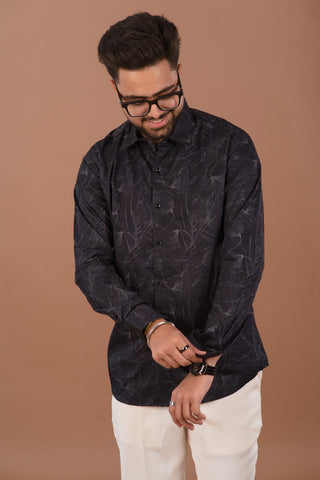 Shadow Black Men’s Smart Tech Printed Shirt – Dare & Rise