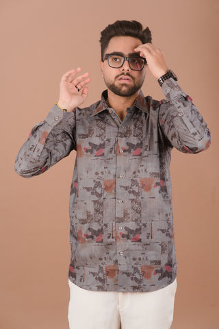 Smokey Grey Men’s Smart Tech Printed Shirt – Dare & Rise