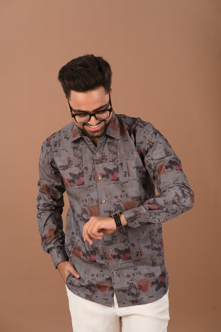 Smokey Grey Men’s Smart Tech Printed Shirt – Dare & Rise