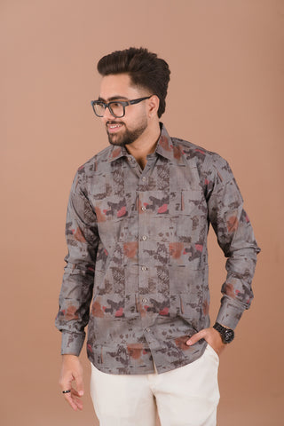 Smokey Grey Men’s Smart Tech Printed Shirt – Dare & Rise