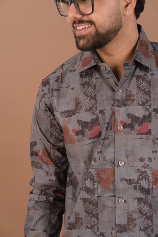 Smokey Grey Men’s Smart Tech Printed Shirt – Dare & Rise