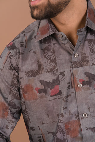 Smokey Grey Men’s Smart Tech Printed Shirt – Dare & Rise