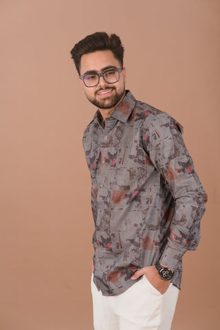Smokey Grey Men’s Smart Tech Printed Shirt – Dare & Rise